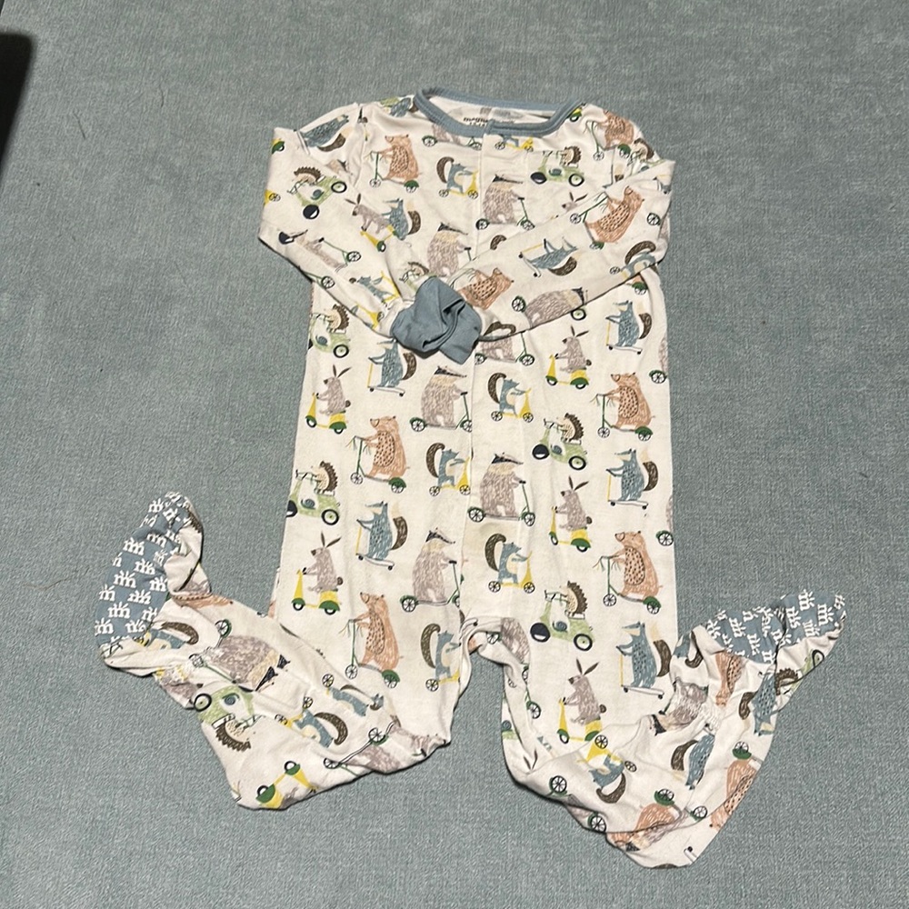 Magnetic Me Footie Pajamas Woodland Animals On Scooters 12-18